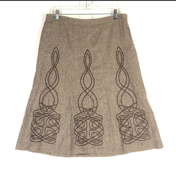 LOFT Dresses & Skirts - Loft A Line Skirt Ladies 10 Brown Wool Blend Decorative Stitching No Pockets